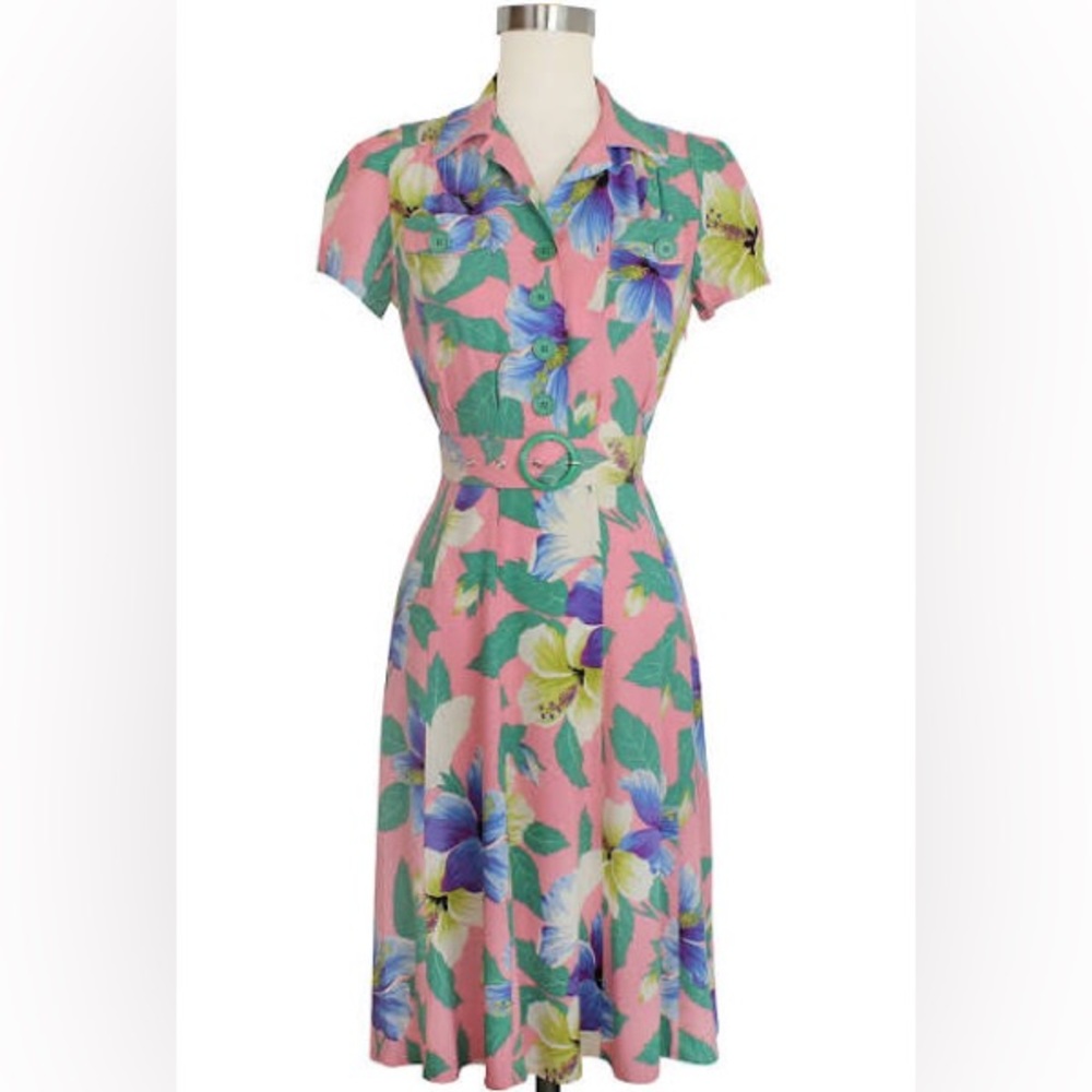 Trashy Diva NWT Sweetie Peach Hibiscus Dress with Belt 16